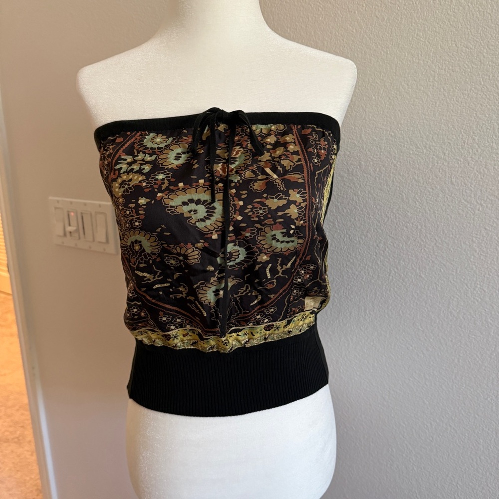 Etro Black Silk Strapless Top